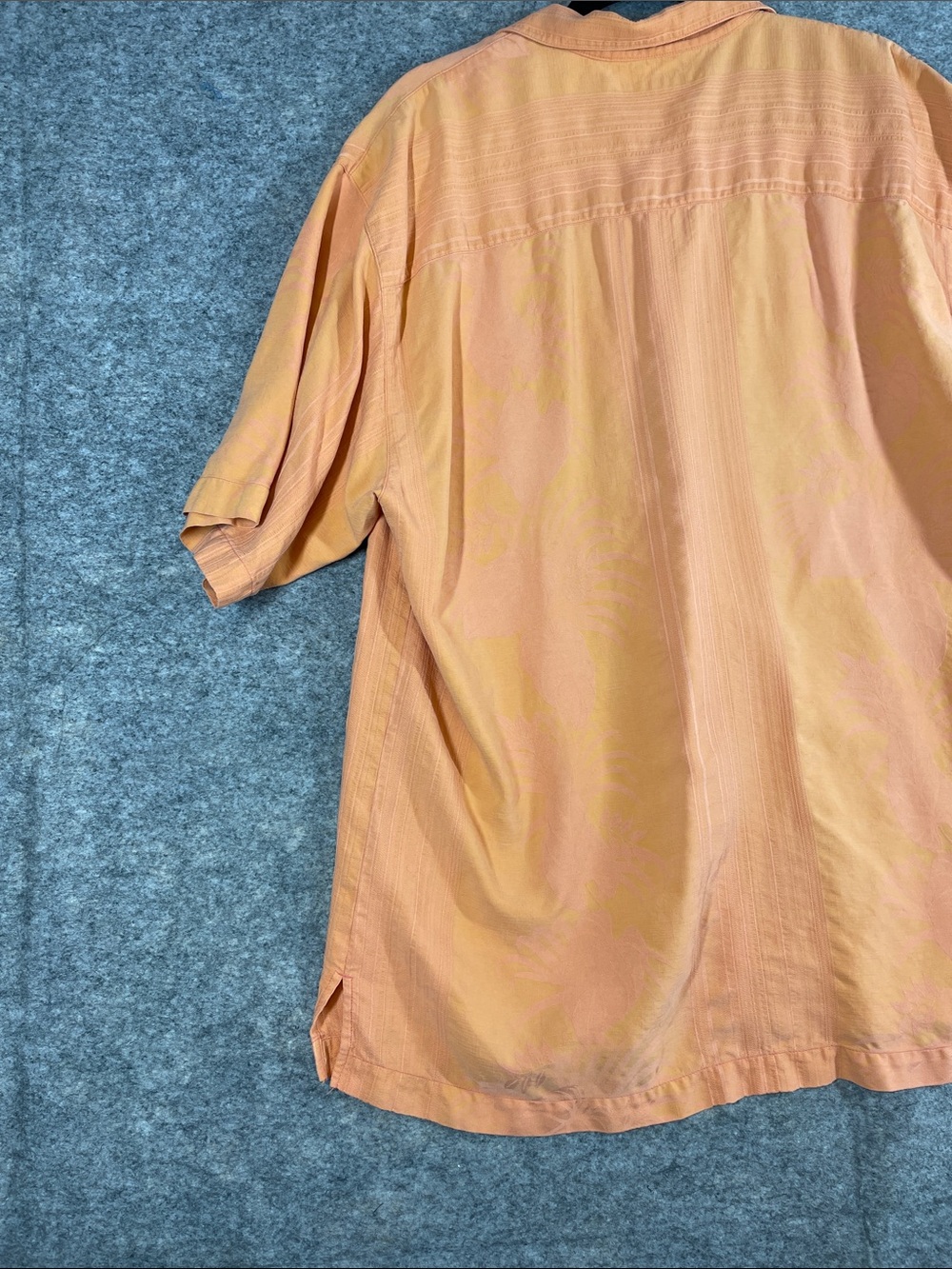 Tommy Bahama Silk Camp Shirt Peach Large Hawaiian Resort Vacation Casual - Picture 13 of 14